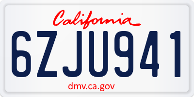 CA license plate 6ZJU941