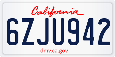 CA license plate 6ZJU942