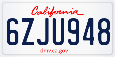 CA license plate 6ZJU948