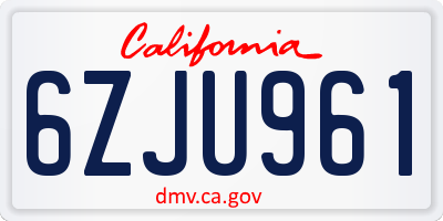 CA license plate 6ZJU961