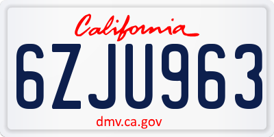 CA license plate 6ZJU963