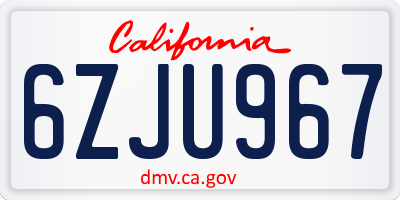CA license plate 6ZJU967