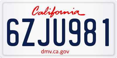 CA license plate 6ZJU981