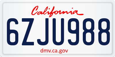 CA license plate 6ZJU988