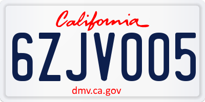 CA license plate 6ZJV005