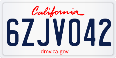 CA license plate 6ZJV042