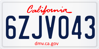 CA license plate 6ZJV043