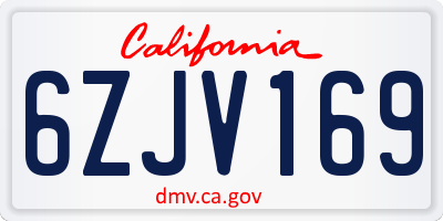 CA license plate 6ZJV169