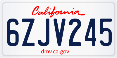 CA license plate 6ZJV245
