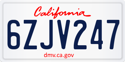 CA license plate 6ZJV247