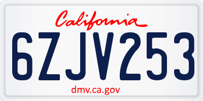 CA license plate 6ZJV253