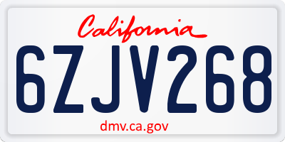 CA license plate 6ZJV268