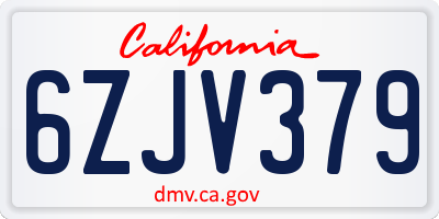 CA license plate 6ZJV379