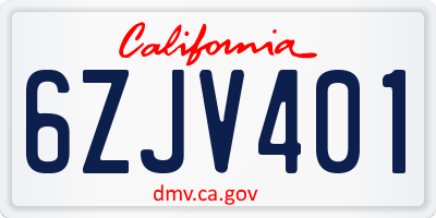 CA license plate 6ZJV401