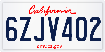CA license plate 6ZJV402
