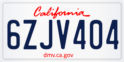 CA license plate 6ZJV404