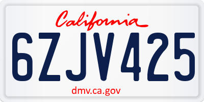 CA license plate 6ZJV425