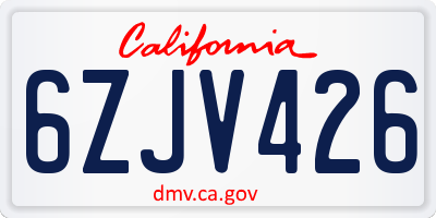CA license plate 6ZJV426