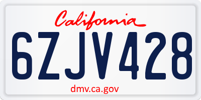 CA license plate 6ZJV428