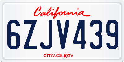CA license plate 6ZJV439
