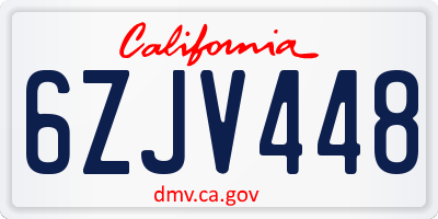 CA license plate 6ZJV448