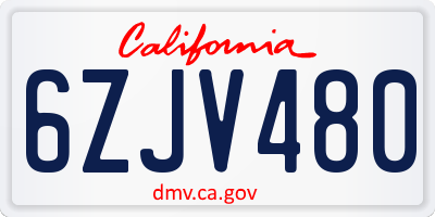 CA license plate 6ZJV480