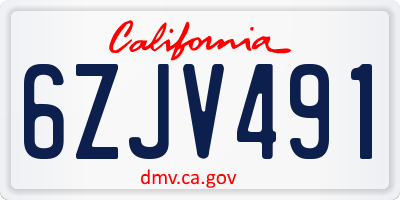 CA license plate 6ZJV491