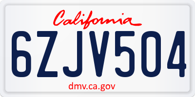 CA license plate 6ZJV504