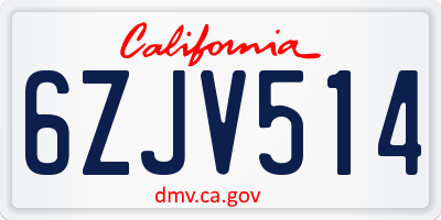 CA license plate 6ZJV514