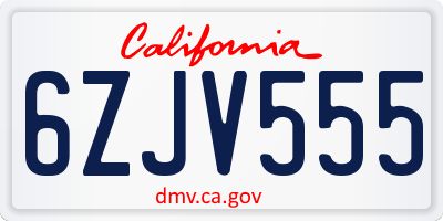 CA license plate 6ZJV555