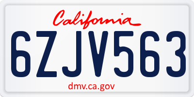 CA license plate 6ZJV563