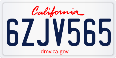 CA license plate 6ZJV565