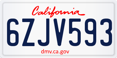 CA license plate 6ZJV593