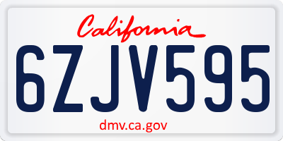 CA license plate 6ZJV595