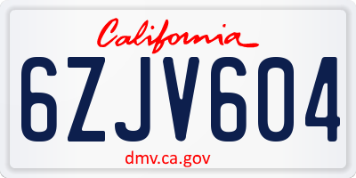 CA license plate 6ZJV604