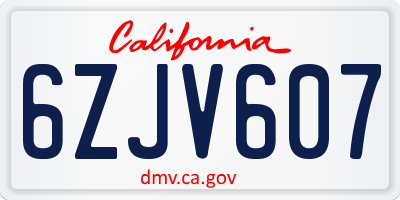 CA license plate 6ZJV607