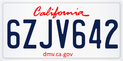 CA license plate 6ZJV642