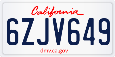 CA license plate 6ZJV649