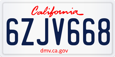 CA license plate 6ZJV668