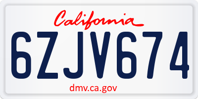 CA license plate 6ZJV674