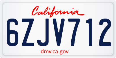 CA license plate 6ZJV712