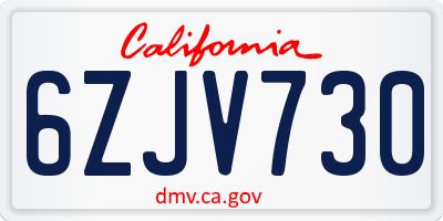 CA license plate 6ZJV730