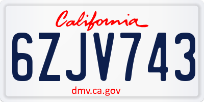 CA license plate 6ZJV743