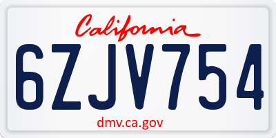 CA license plate 6ZJV754