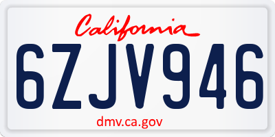 CA license plate 6ZJV946