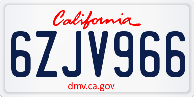 CA license plate 6ZJV966