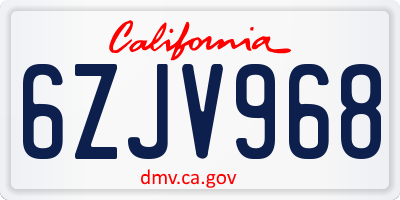 CA license plate 6ZJV968