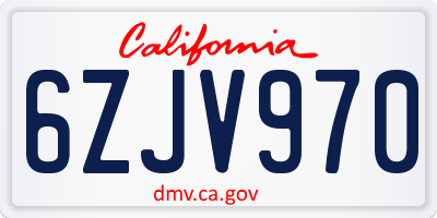 CA license plate 6ZJV970