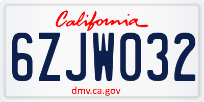 CA license plate 6ZJW032
