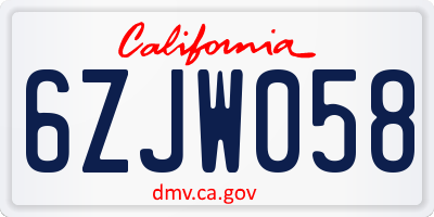 CA license plate 6ZJW058